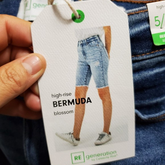 Regeneration High Rise Bermuda Short Womens Juniors 5/27 Blue Distressed NWT - Picture 7 of 9